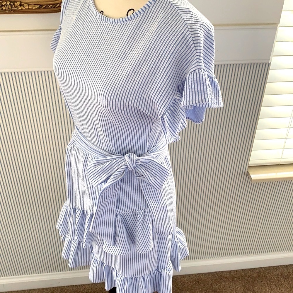 NWT MICHAEL Michael Blue/White Stripped Dress
